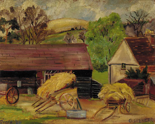 Hay Carts in the Farmyard