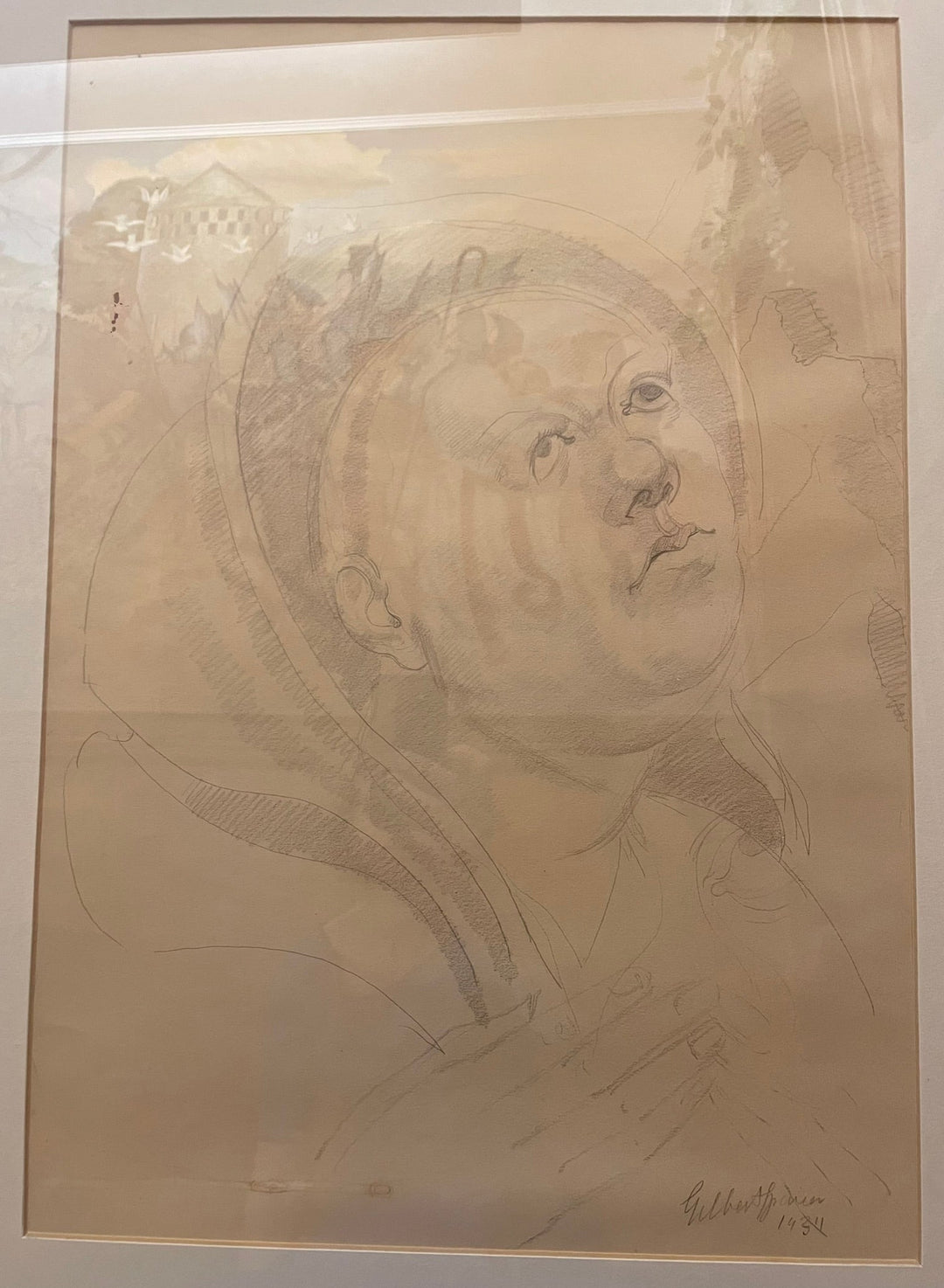 Head of Bishop (recto)/Head of Monk (verso): studies for The Legend of Balliol, south wall