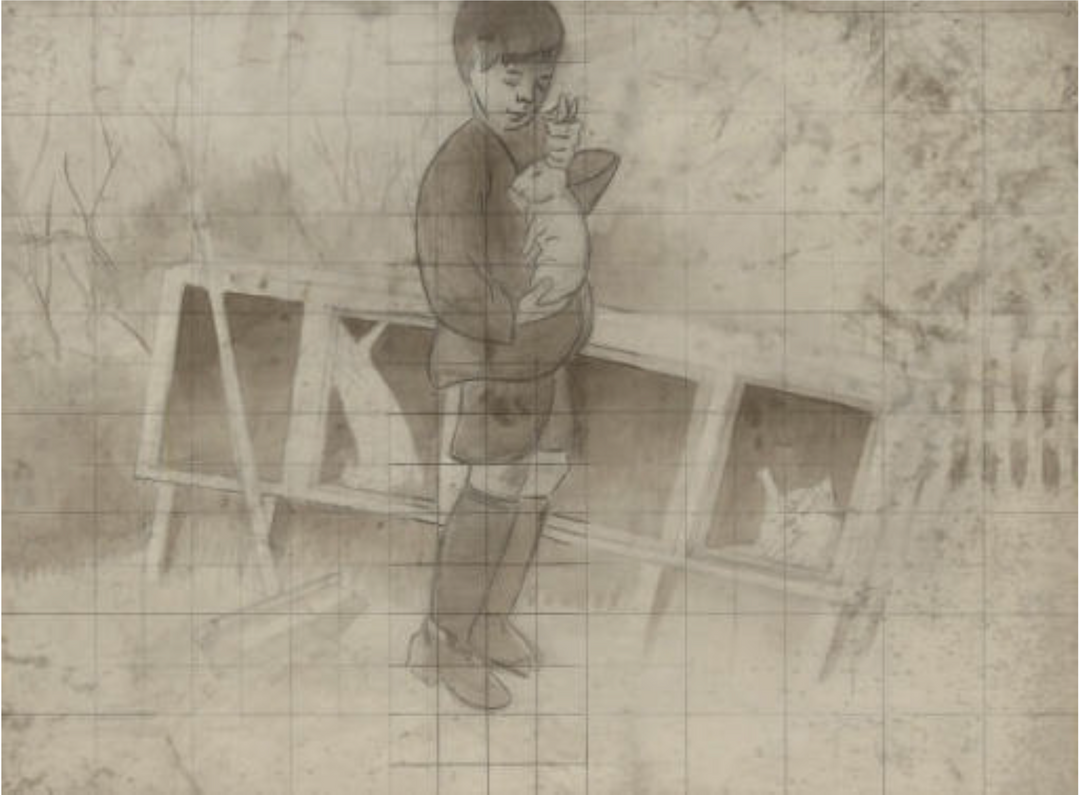 Study for Boy Holding a Rabbit (alt. title: By the rabbit hutch)